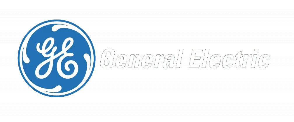 GE logo in blue circular design with white scripted letters GE inside
